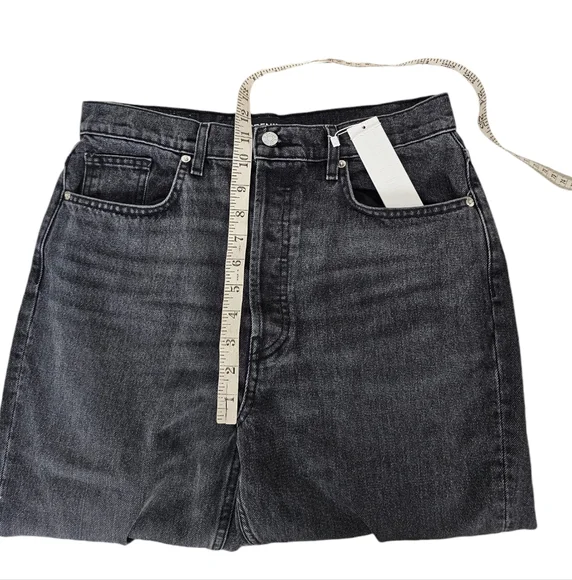 EB Denim Unraveled Black Washed Spilt Hem High Rise Size 30 Button Fly New - Picture 5 of 10